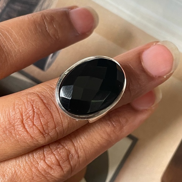 925 Sterling Silver Black Onyx Unisexual! Statement Ring!🖤🖤 - Picture 6 of 13